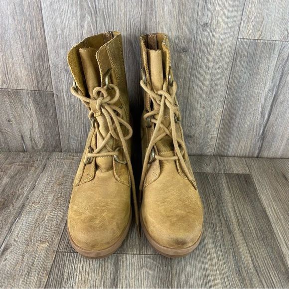 Sorel Joan of Artic Wedge lll W 8 Brown Buckle Lace Up Suede Bootie Distressed - Picture 3 of 8